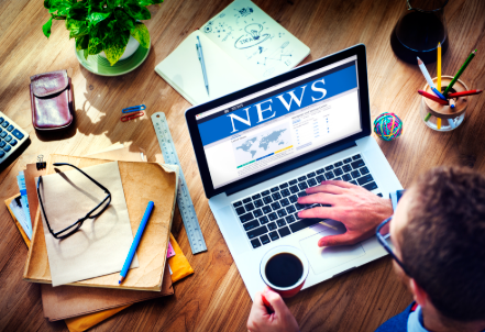 Editorial desk with digital publishing tools