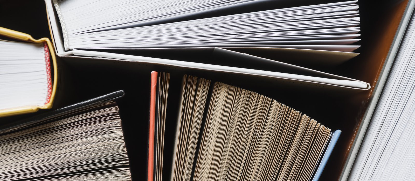 Open books and printed pages